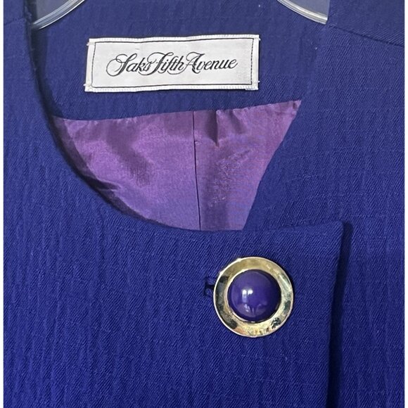 VTG David Hayes x Saks Fifth Ave Purple 100% Wool Button Blazer - USA - Picture 4 of 7
